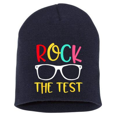 Test Day Rock The Test Teacher Testing D.ay Funny Teacher Short Acrylic Beanie