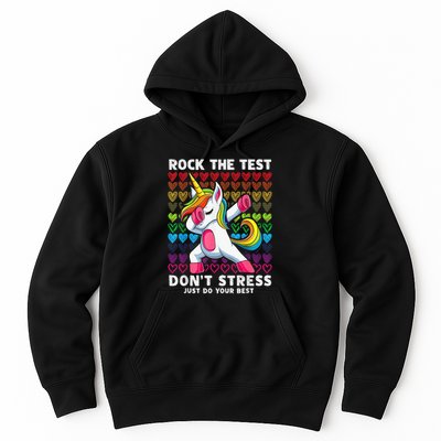 Test Day Rock The Test Dabbing Unicorn Boy Girl Hoodie