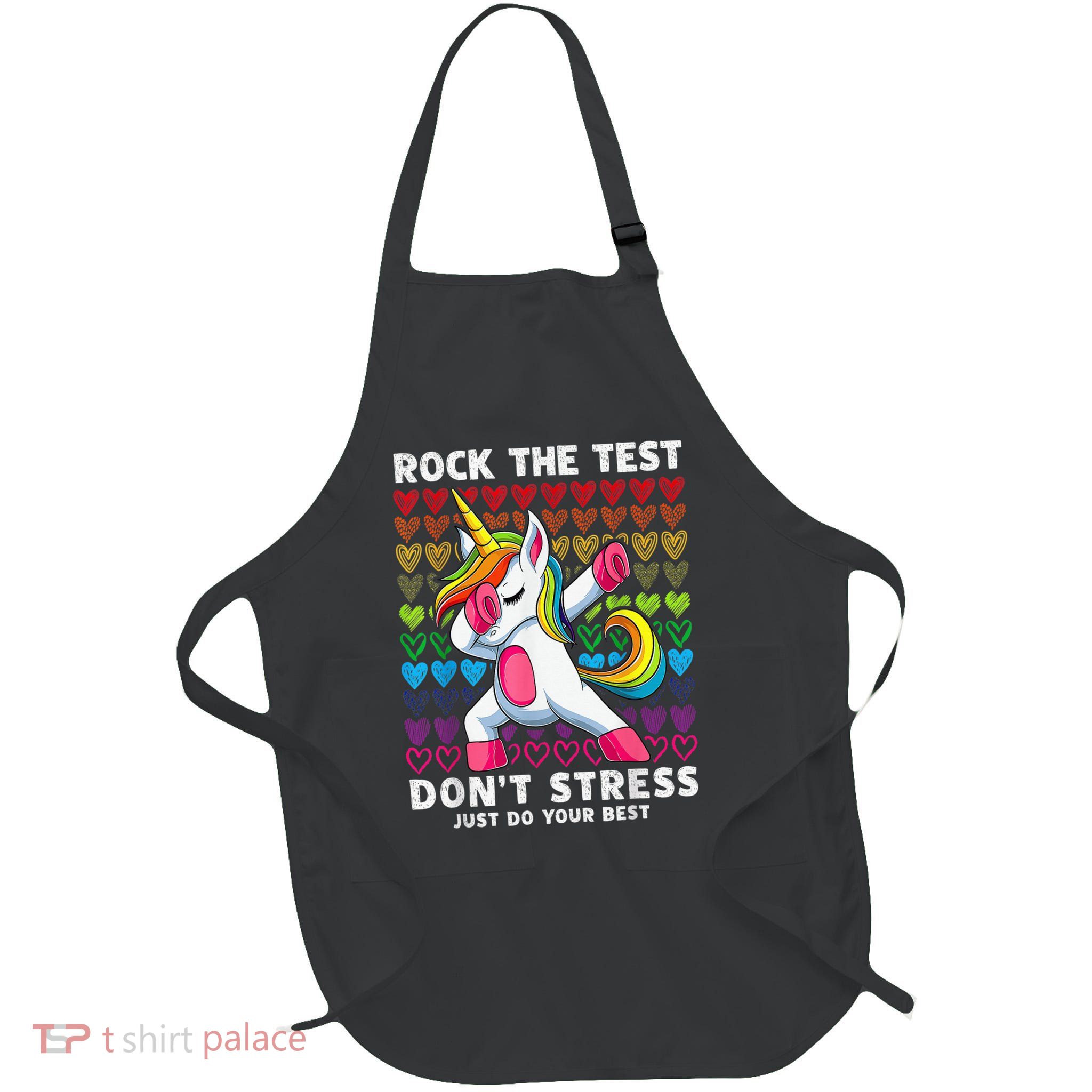 Test Day Rock The Test Dabbing Unicorn Boy Girl Apron
