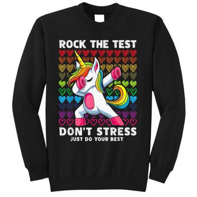 Test Day Rock The Test Dabbing Unicorn Boy Girl Sweatshirt