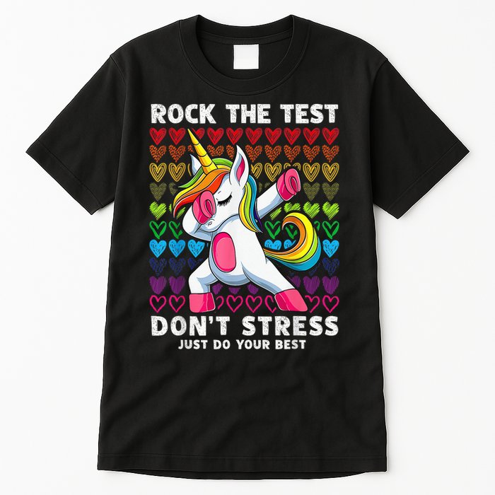 Test Day Rock The Test Dabbing Unicorn Boy Girl Tall T-Shirt