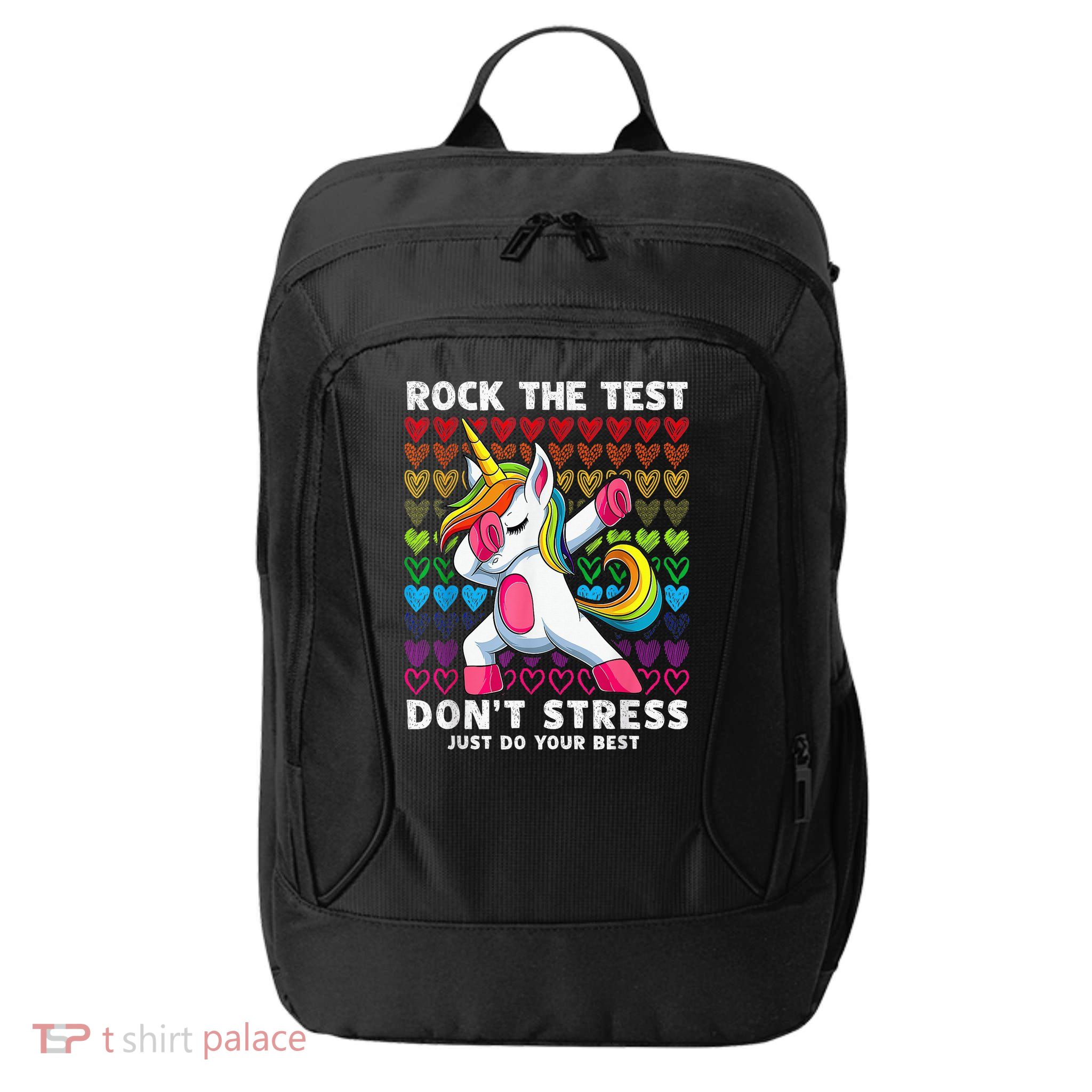 Test Day Rock The Test Dabbing Unicorn Boy Girl City Backpack