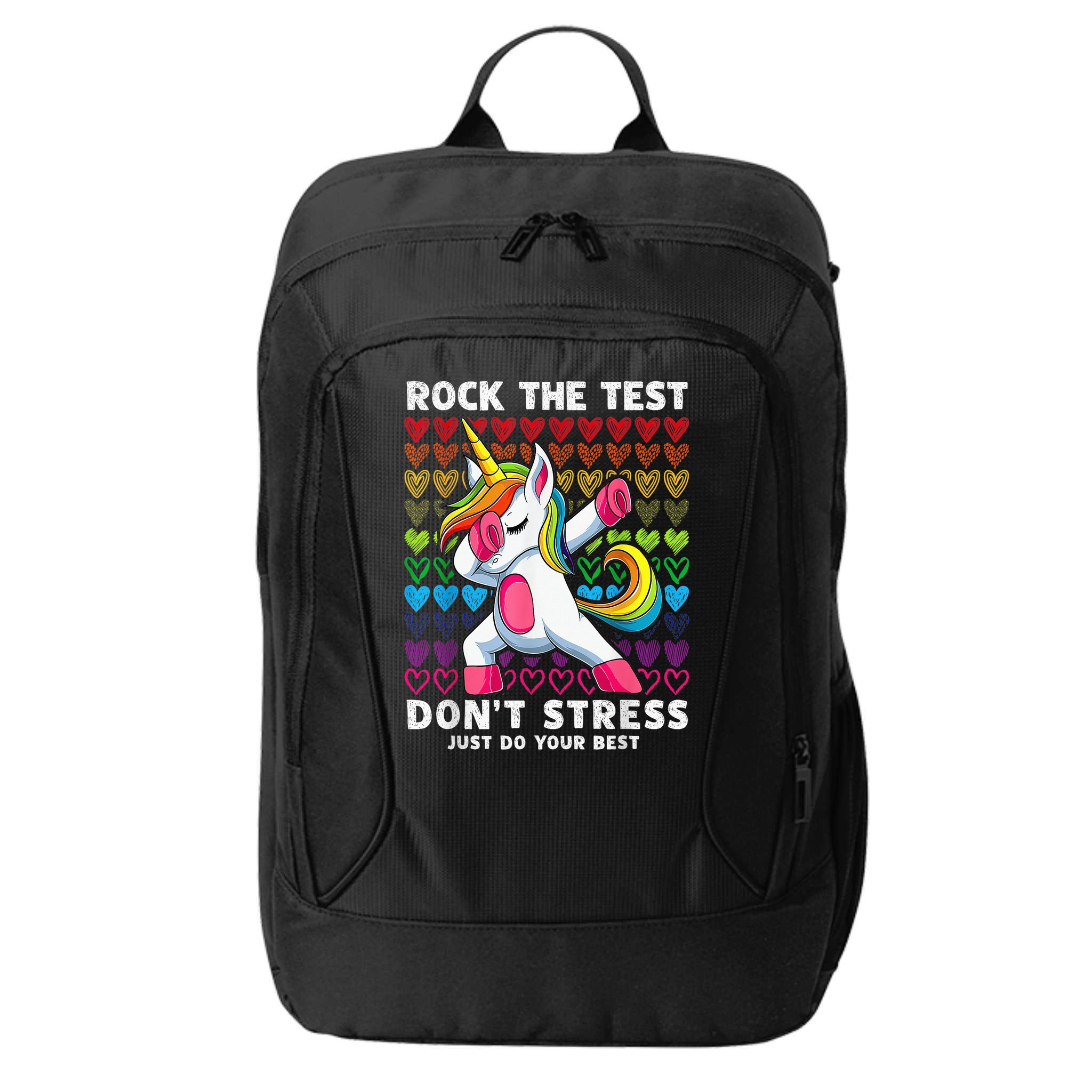 Test Day Rock The Test Dabbing Unicorn Boy Girl City Backpack