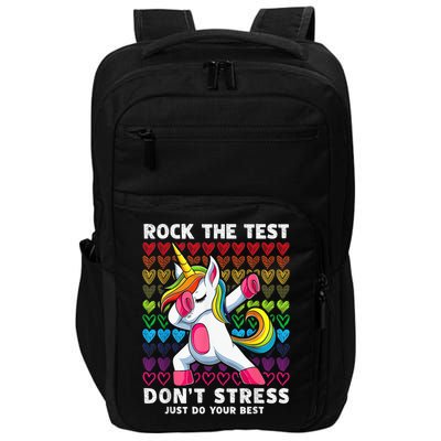 Test Day Rock The Test Dabbing Unicorn Boy Girl Impact Tech Backpack