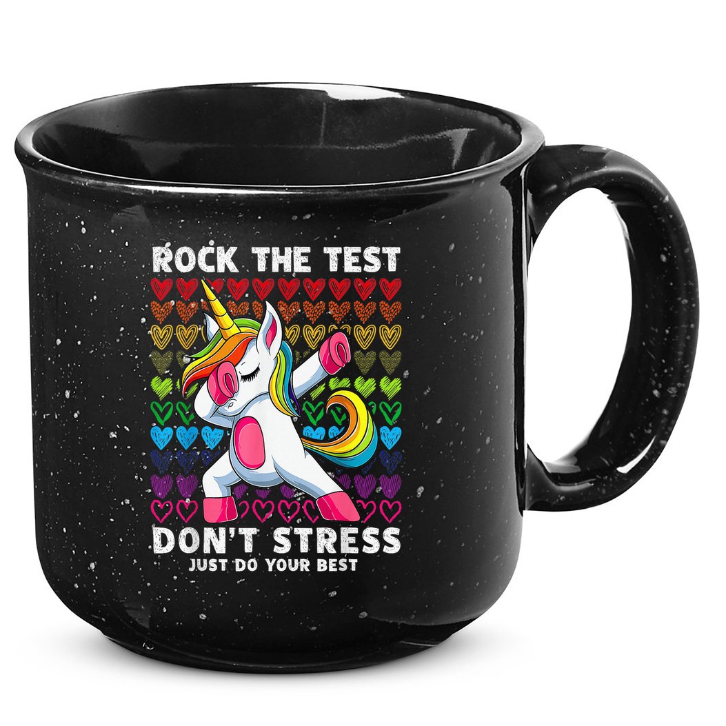 Test Day Rock The Test Dabbing Unicorn Boy Girl 15oz Campfire Ceramic Mug