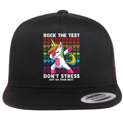 Test Day Rock The Test Dabbing Unicorn Boy Girl Flatbill Hat