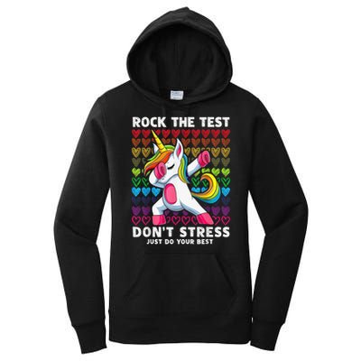 Test Day Rock The Test Dabbing Unicorn Boy Girl Women's Pullover Hoodie