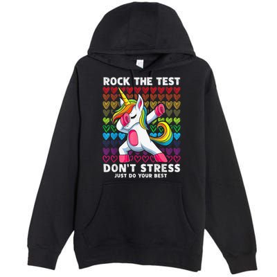 Test Day Rock The Test Dabbing Unicorn Boy Girl Premium Pullover Hoodie