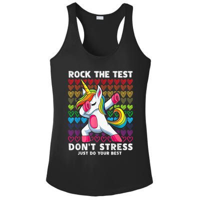 Test Day Rock The Test Dabbing Unicorn Boy Girl Ladies PosiCharge Competitor Racerback Tank