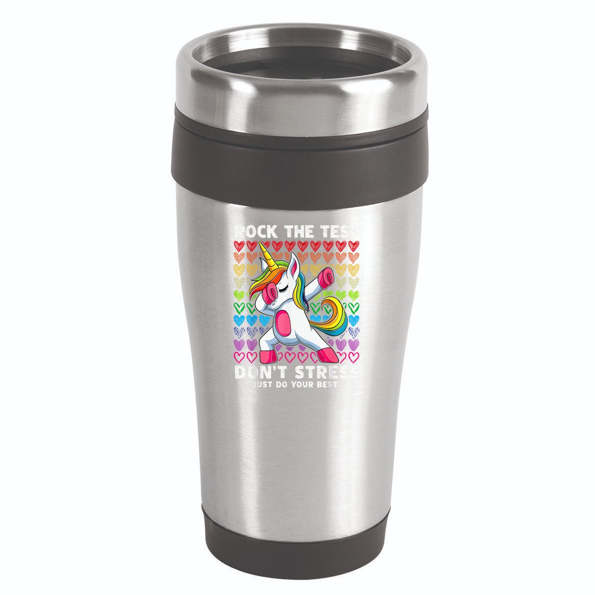 Test Day Rock The Test Dabbing Unicorn Boy Girl 16oz Travel Tumbler