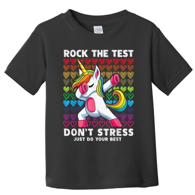 Test Day Rock The Test Dabbing Unicorn Boy Girl Toddler T-Shirt