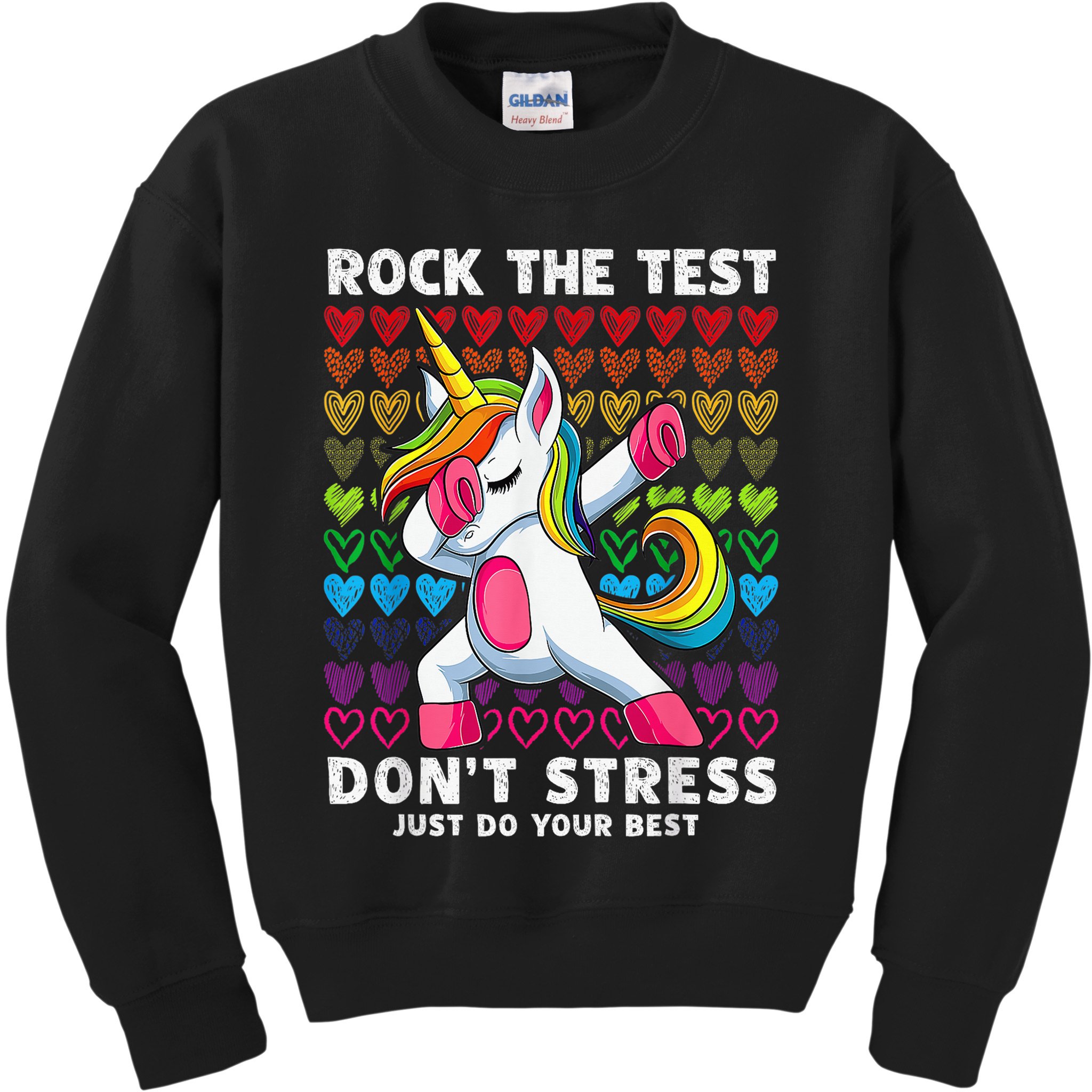 Test Day Rock The Test Dabbing Unicorn Boy Girl Kids Sweatshirt