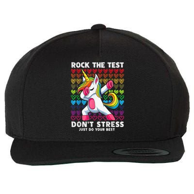 Test Day Rock The Test Dabbing Unicorn Boy Girl Wool Snapback Cap