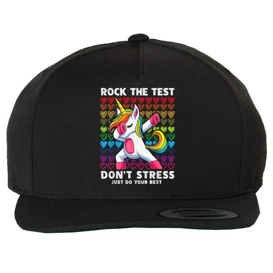 Test Day Rock The Test Dabbing Unicorn Boy Girl Wool Snapback Cap