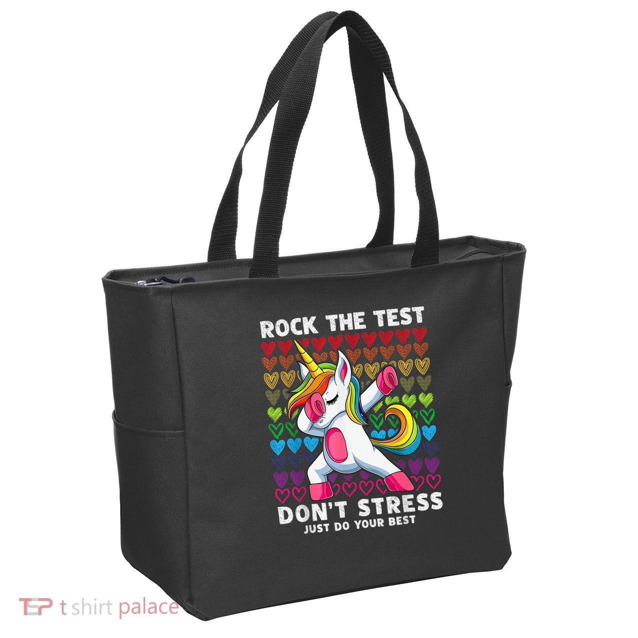 Test Day Rock The Test Dabbing Unicorn Boy Girl Zip Tote Bag