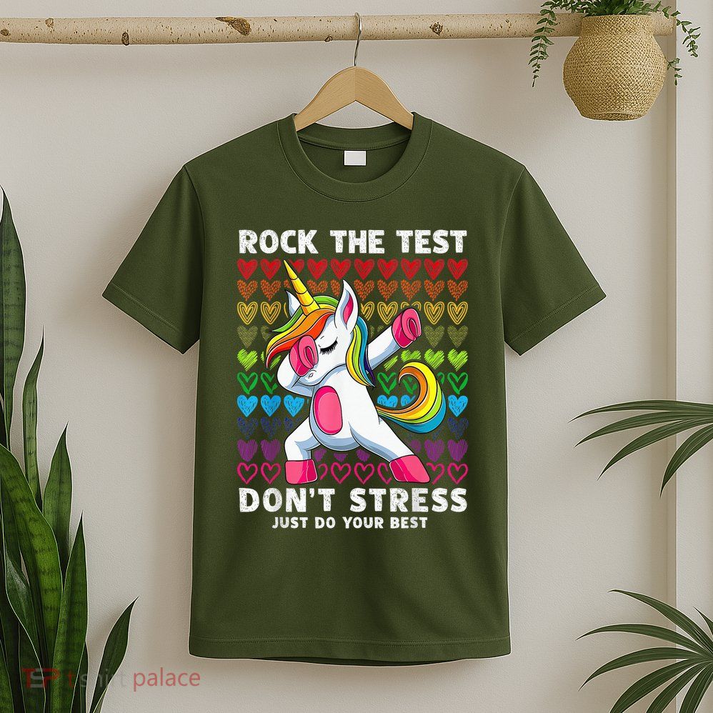 Test Day Rock The Test Dabbing Unicorn Boy Girl T-Shirt