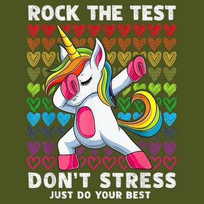 Test Day Rock The Test Dabbing Unicorn Boy Girl T-Shirt