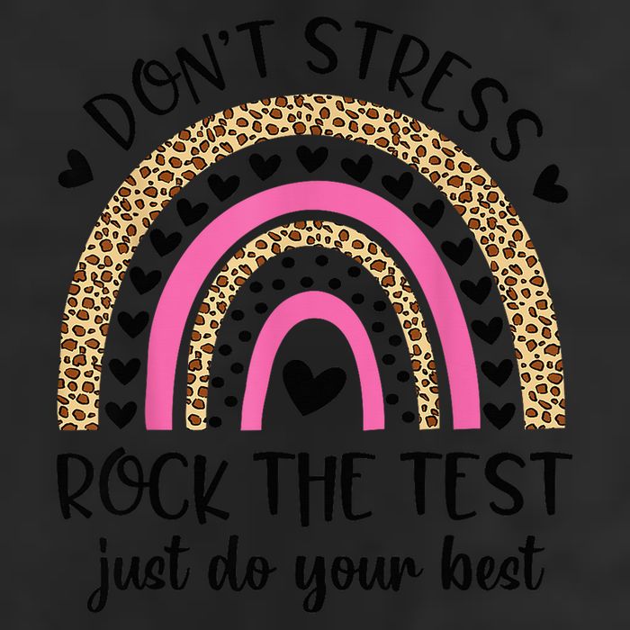 Test Day Rock The Test Rainbow Teacher Testing Day 7 Panel Mesh Trucker Snapback Hat