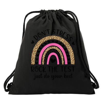 Test Day Rock The Test Rainbow Teacher Testing Day Drawstring Bag