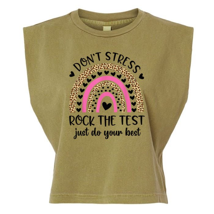 Test Day Rock The Test Rainbow Teacher Testing Day Garment-Dyed Women's Muscle Tee