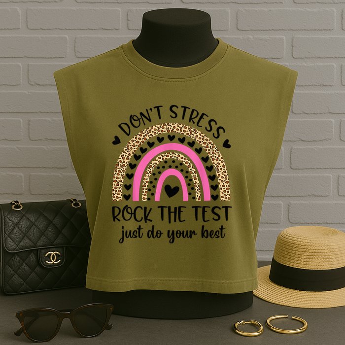 Test Day Rock The Test Rainbow Teacher Testing Day Garment-Dyed Women's Muscle Tee