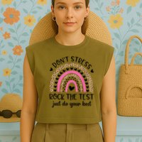 Test Day Rock The Test Rainbow Teacher Testing Day Garment-Dyed Women's Muscle Tee