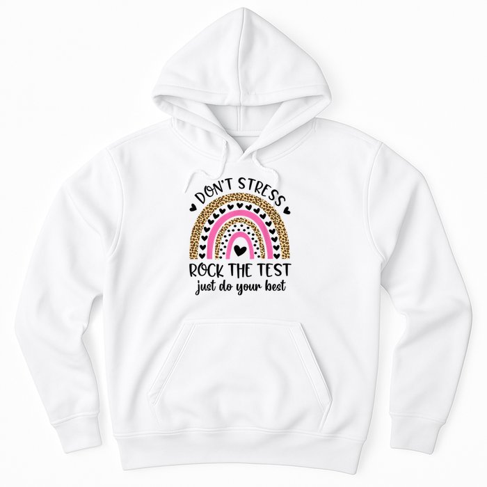 Test Day Rock The Test Rainbow Teacher Testing Day Hoodie