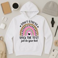 Test Day Rock The Test Rainbow Teacher Testing Day Hoodie