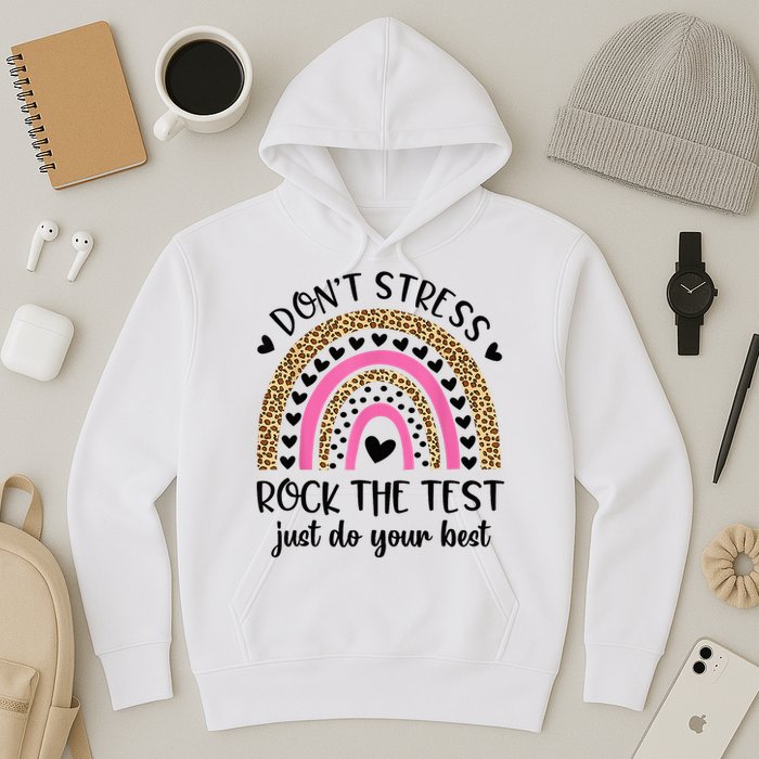 Test Day Rock The Test Rainbow Teacher Testing Day Hoodie