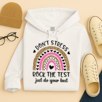 Test Day Rock The Test Rainbow Teacher Testing Day Hoodie