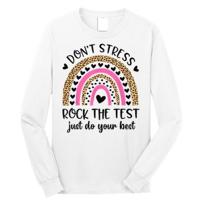 Test Day Rock The Test Rainbow Teacher Testing Day Long Sleeve Shirt