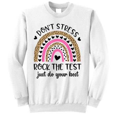 Test Day Rock The Test Rainbow Teacher Testing Day Sweatshirt