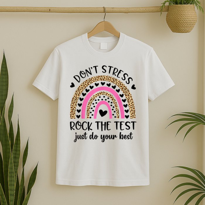 Test Day Rock The Test Rainbow Teacher Testing Day T-Shirt