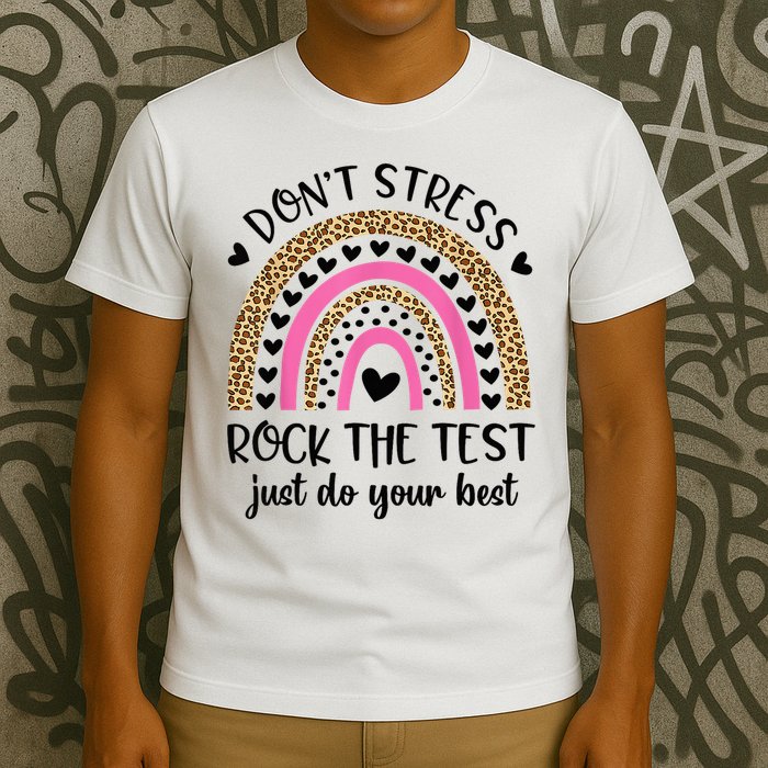Test Day Rock The Test Rainbow Teacher Testing Day T-Shirt