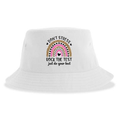 Test Day Rock The Test Rainbow Teacher Testing Day Sustainable Bucket Hat