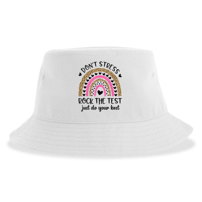 Test Day Rock The Test Rainbow Teacher Testing Day Sustainable Bucket Hat