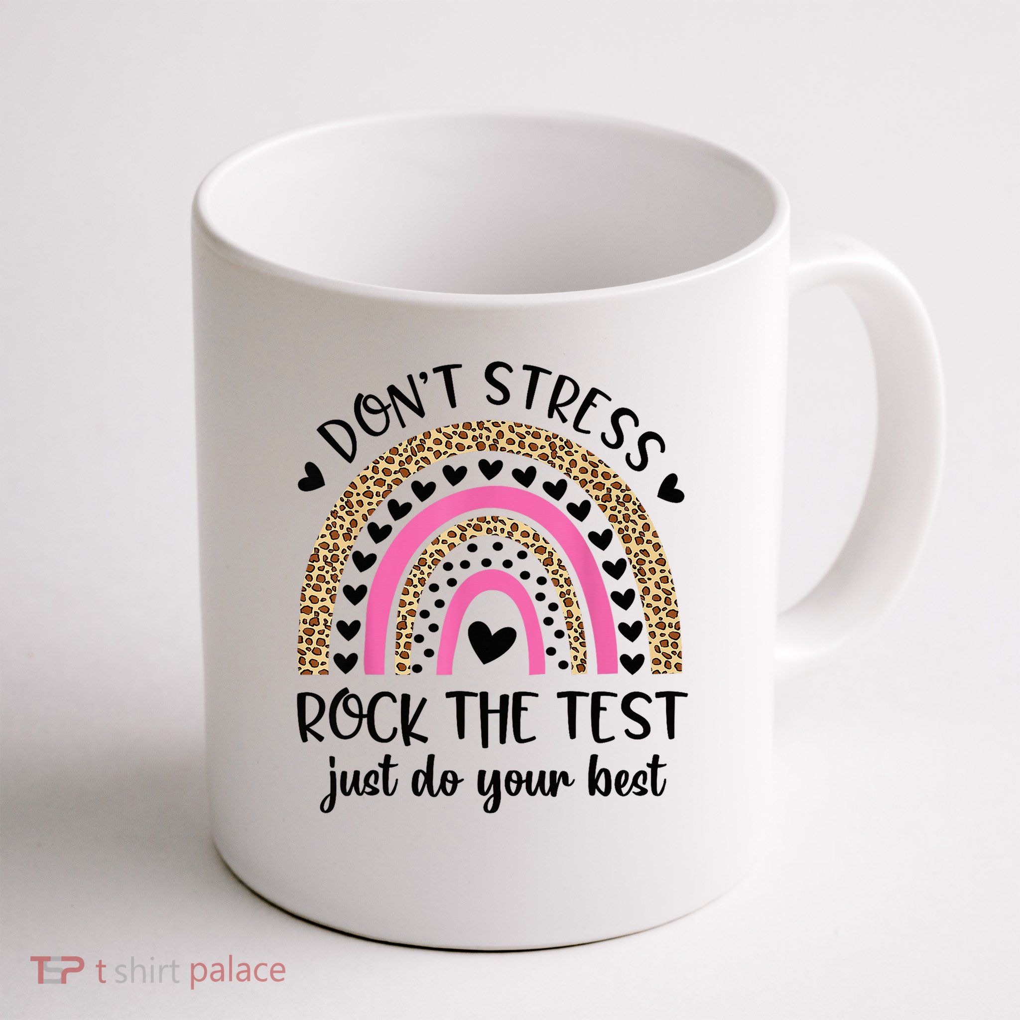 Test Day Rock The Test Rainbow Teacher Testing Day Mug
