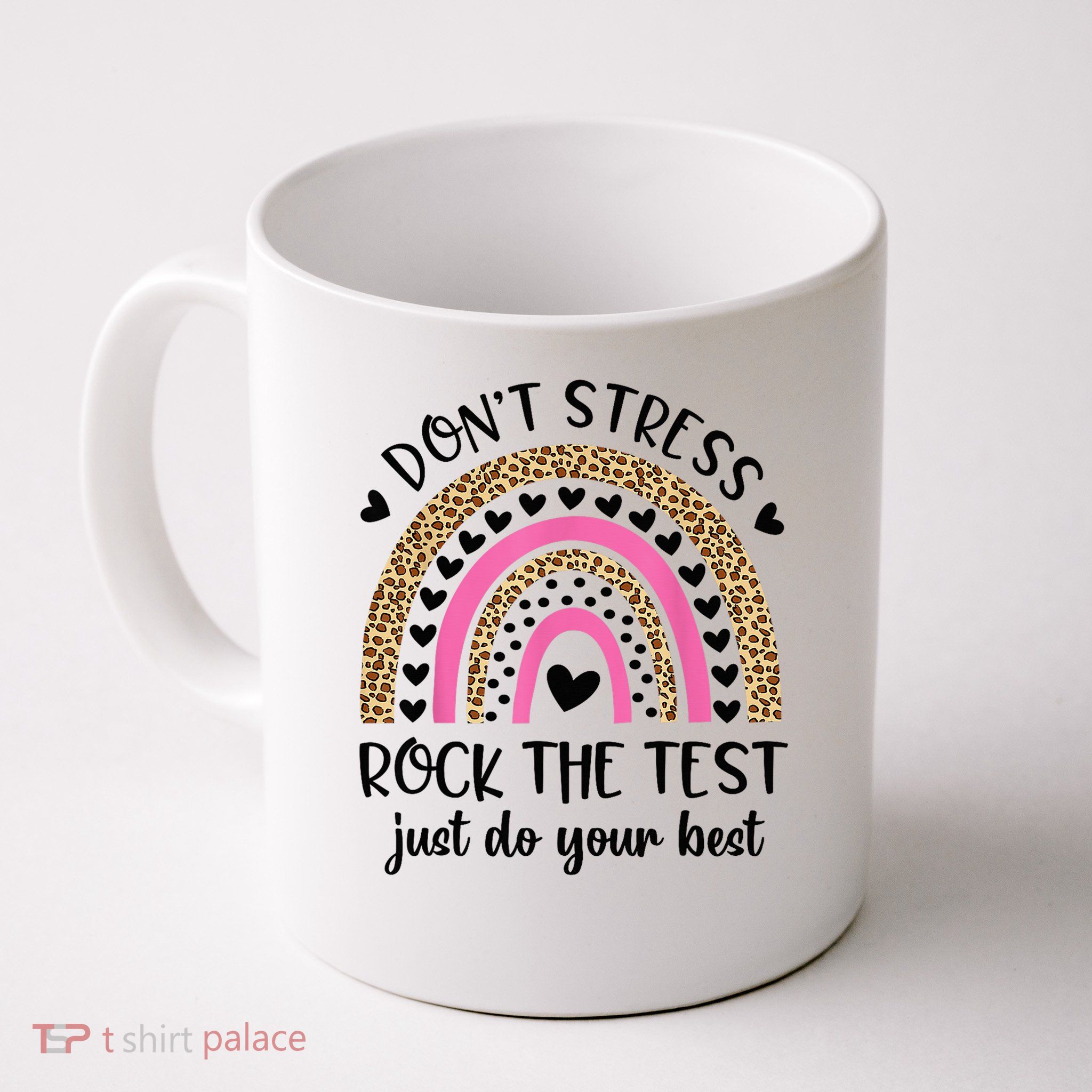 Test Day Rock The Test Rainbow Teacher Testing Day Mug