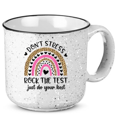 Test Day Rock The Test Rainbow Teacher Testing Day 15oz Campfire Ceramic Mug