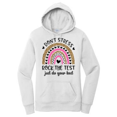 Test Day Rock The Test Rainbow Teacher Testing Day Women's Pullover Hoodie