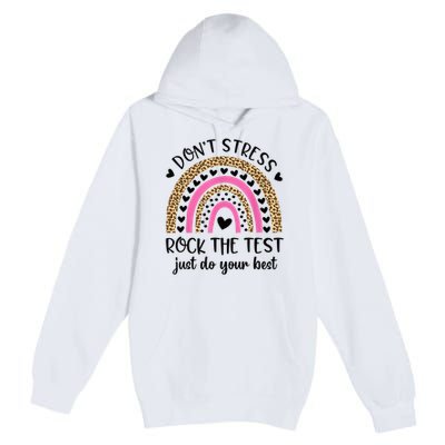 Test Day Rock The Test Rainbow Teacher Testing Day Premium Pullover Hoodie