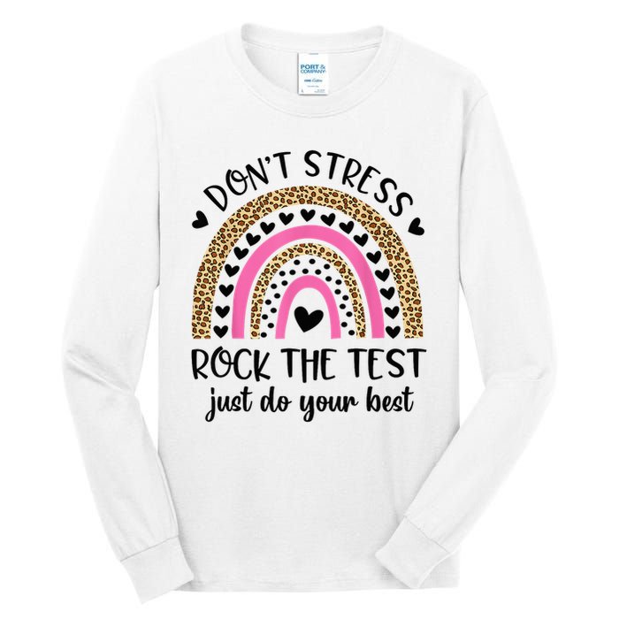 Test Day Rock The Test Rainbow Teacher Testing Day Tall Long Sleeve T-Shirt