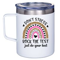 Test Day Rock The Test Rainbow Teacher Testing Day 12oz Stainless Steel Coffee Mug