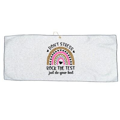 Test Day Rock The Test Rainbow Teacher Testing Day Large Microfiber Waffle Golf Towel