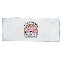 Test Day Rock The Test Rainbow Teacher Testing Day Large Microfiber Waffle Golf Towel
