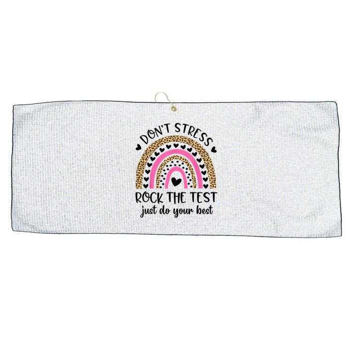 Test Day Rock The Test Rainbow Teacher Testing Day Large Microfiber Waffle Golf Towel