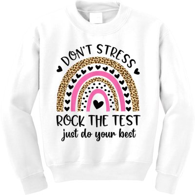 Test Day Rock The Test Rainbow Teacher Testing Day Kids Sweatshirt