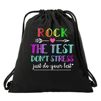 Test Day Rock The Test Teacher Testing Day Drawstring Bag