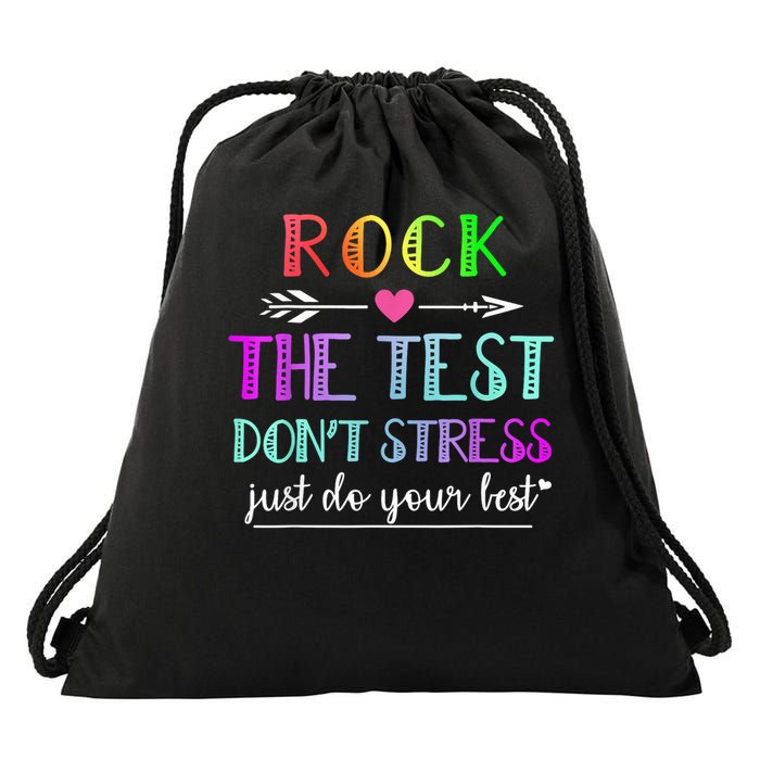 Test Day Rock The Test Teacher Testing Day Drawstring Bag