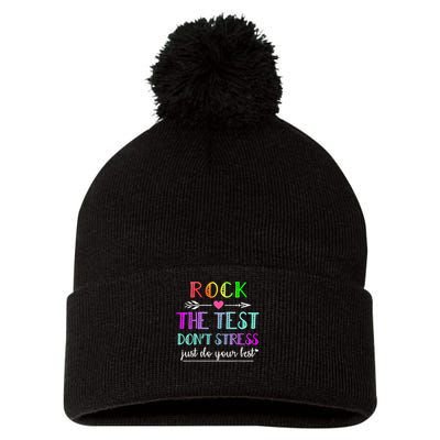 Test Day Rock The Test Teacher Testing Day Pom Pom 12in Knit Beanie